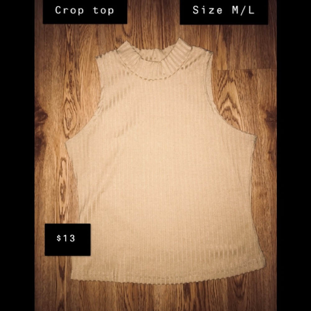 Tan high-neck crop top